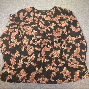 Women’s Venezia Floral Paisley Long Sleeve Top, Size 22/24, Black